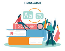 Translator And Translation Service Concept. Polyglot Translating