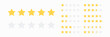 © bramantya - Vector illustration of Gold five star rating icon set on transparent background. Illustration flat icon with lighted yellow golden and grey stars for reviews, feedbacks products and services