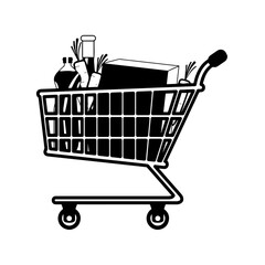 Poster - Shopping cart icon. Groceries icons. Market basket - Vector