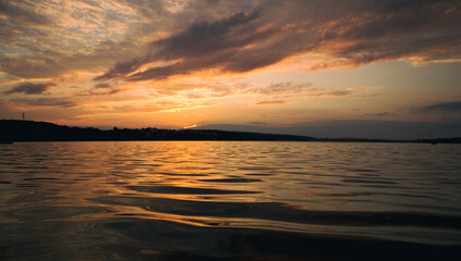 Wall Mural - The beautiful sunset at the lake