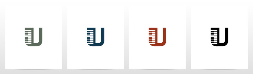 Piano Keys On Letter Logo Design U