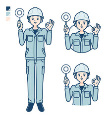 Wall Mural - simple work wear Construction site man_circle-panel