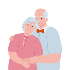 Canvas Print - elderly couple smiling, old woman and old man couple in love vector illustration design