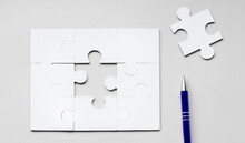 Fill The Missing Parts Fragment Of White Jigsaw Concept Puzzle For Business With Completing The Team With Final Person