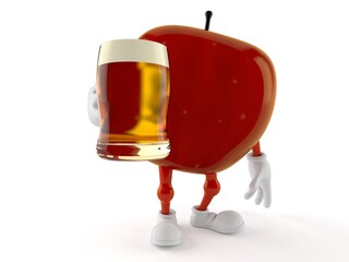 Canvas Print - Apple character holding beer glass