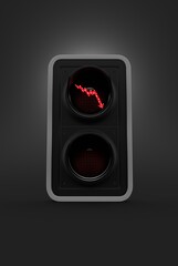 Red crisis chart symbol inside traffic light