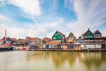 Volendam Traditional Dutch Fishing Village, View At The Harbour,