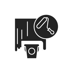 Interior Painting black glyph icon. Wall and ceiling painting. Handyman services. Pictogram for web page, mobile app, promo. UI UX GUI design element.