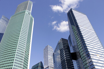 skyscrapers against the blue sky