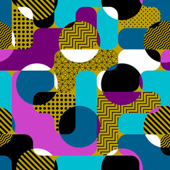 Leinwandbilder - Paper cut shapes design. Seamless vector pattern.