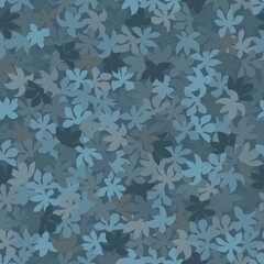 Wall Mural - Modern monotone blue flowers with foliage pattern background