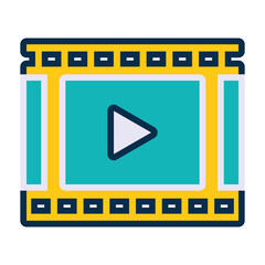 Wall Mural - film video player icon, line and fill style