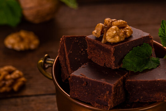 Homemade chocolate with nuts