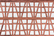 Detail einer Fachwerk Fassade von einem alten Modellbau Haus in rötlichem hellbraun mit weiß