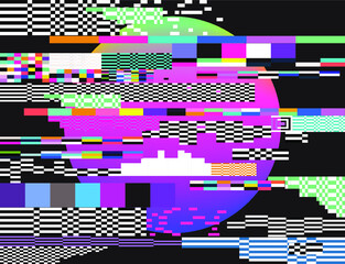 Wall Mural - abstract technology background with pixel noise compression artifacts. glitched screen with digital 
