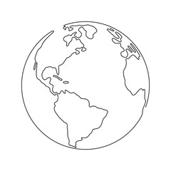 Wall Mural - outline hand drawn earth. planet earth icon. vector illustration. globe isolated on white background
