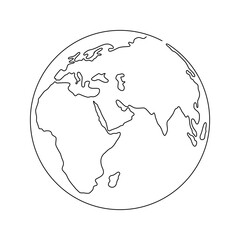 Wall Mural - outline hand drawn earth. planet earth icon. vector illustration. globe isolated on white background
