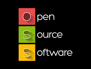 Wall Mural - oss - open source software acronym, technology concept background