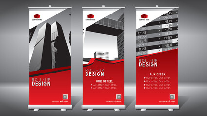 Roll-up template, design (85x200 cm) - modern office buildings, skyscrapers