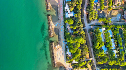 Wall Mural - Amazing aerial view of Tuscany coastline, Italy from the drone