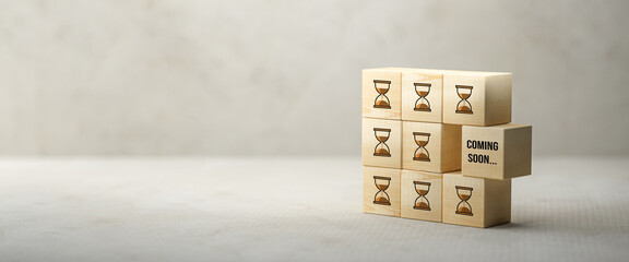 Wall Mural - cube with message COMING SOON on concrete background
