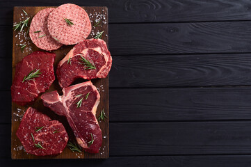 Wall Mural - Variety of raw beef meat steak