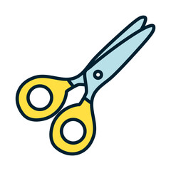 Sticker - school scissors icon, fill and line style