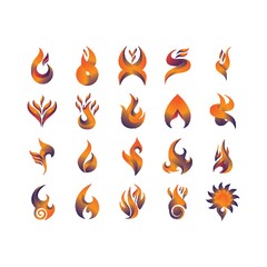 Poster - set of fire icons