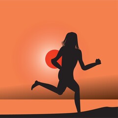 Sticker - silhouette of woman running