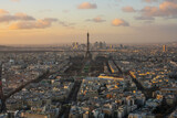 Fototapeta Uliczki - Aerial view of city Paris, the capital in France, at sunset.