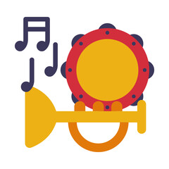 Sticker - Music Lesson Symbols, Education, Schooling and Learning Elements, Back to School Concept Flat Style Vector Illustration