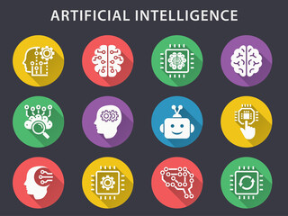 Wall Mural - Artificial Intelligence vector icons set.