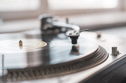 Macro Close Up Record Player Needle Playing The Vinyl Disc Old Fashioned Retro Music Player Buy This Stock Photo And Explore Similar Images At Adobe Stock Adobe Stock