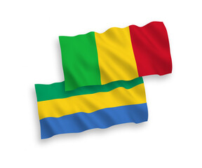 Flags of Mali and Gabon on a white background