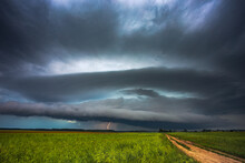 Supercell Storm Clouds With Intense Tropic Rain And Lightning
