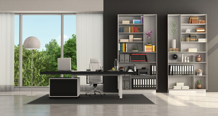 Wall Mural - Black and white modern office