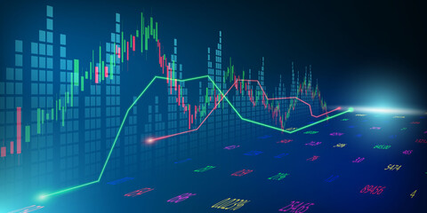 stock market, economic graph with diagrams, business and financial concepts and reports, abstract technology communication concept vector background