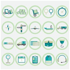 Poster - shipping and logistic icons collection