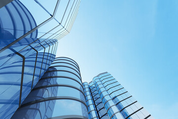 abstract futuristic architecture, skyscraper of curve glass office building. 3d render.