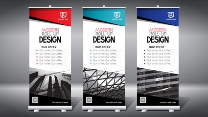 Wall Mural - Roll-up template, design (85x200 cm) - modern office buildings, skyscrapers