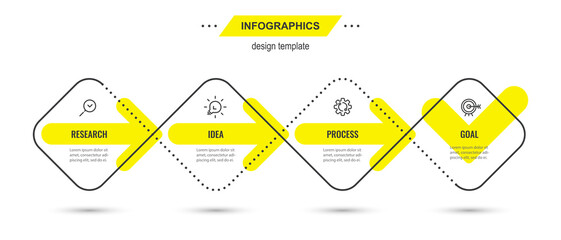 Vector Infographic design template with icons and 4 options or steps. Can be used for process diagram, presentations, workflow layout, banner, flow chart, info graph.