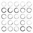 Vector set of grunge circle brush strokes for frames, icons, design elements
