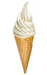 Whipped vanilla soft ice cream in cone isolated on white background.  Including clipping path.