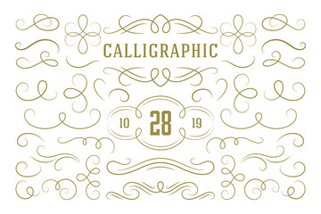 Poster - Calligraphic design elements vintage ornaments swirls and scrolls ornate decorations vector design elements