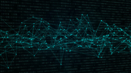Aufkleber - etwork Big Data Connection Node Structure Digital Technology Illustration Background.