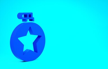 Canvas Print - blue canteen water bottle icon isolated on blue background. tourist flask icon. jar of water use in 