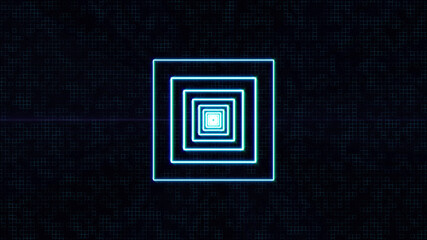 Leinwandbilder - Square Glow Neon Tunnel Flying Through Target Illustration Background