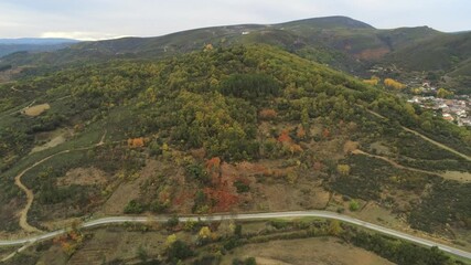 Wall Mural - Beautiful village and landscape in Portugal. Aerial Drone Footage