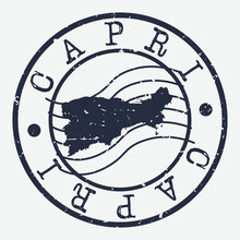 Capri Italy Stamp Postal. Map Silhouette Seal. Passport Round Design. Vector Icon. Design Retro Travel.