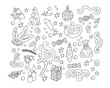 © Iryna - Doodle christmas set icon isolated on white. Outline winter art. Hand drawing vector stock illustration. EPS 10